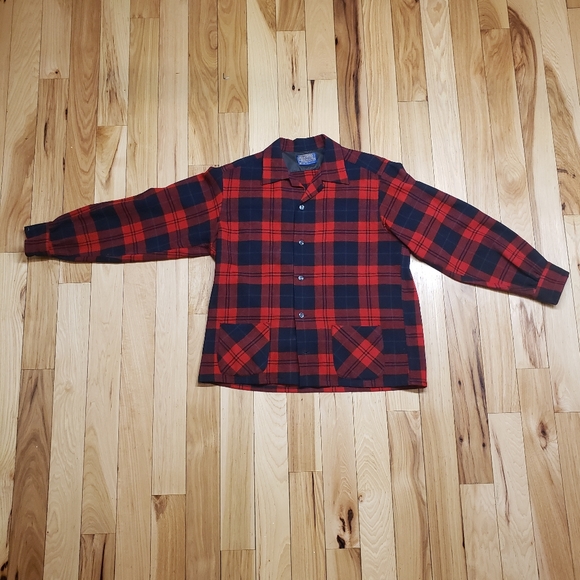 1950s Vintage Pendleton Pure Virgin Wool Plaid Button Down Women's Medium - Picture 2 of 10